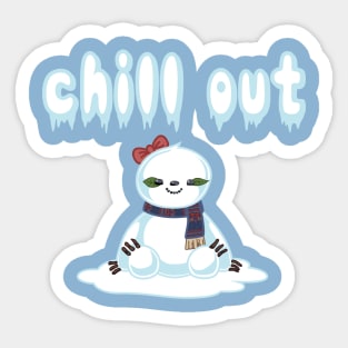 Snow Sloth says Chill Out Sticker